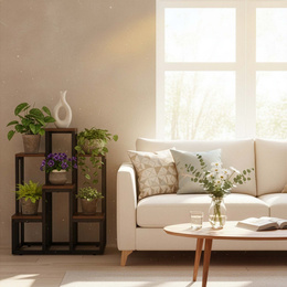 Kwietnik, regał na kwiaty, rośliny 67,5 cm stojący, metalowy 6 półek, ciemnobrązowy