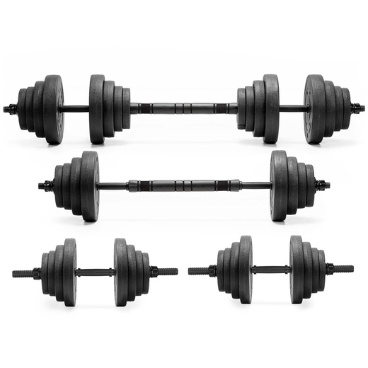 Hantle regulowane 30 kg zestaw obciążeń gryf do treningu siłowego talerze zaciski