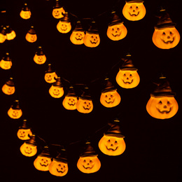 Lampki na Halloween dynie 5 m girlanda łańcuch świetlny na baterie 20 LED świecąca ozdoba