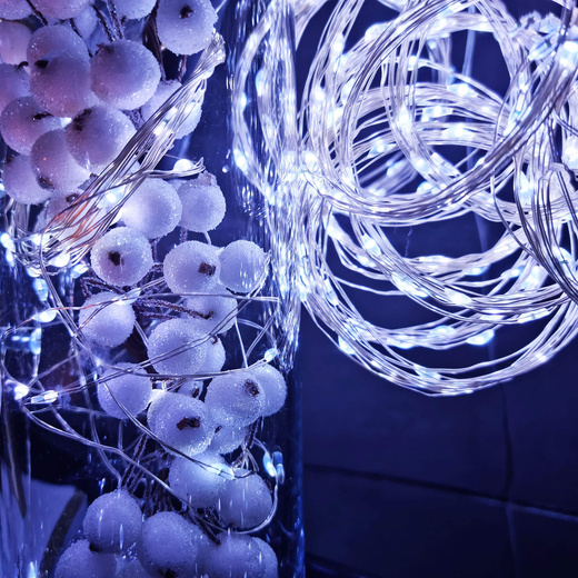 Lampki choinkowe 10 led na baterie druciki mikro biały zimny