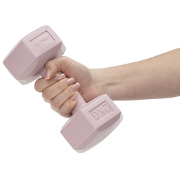 Ciężarki 2x2kg hexagonalne do ćwiczeń fitness hantle zestaw 2 szt. różowe