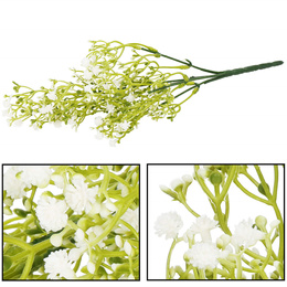 Sztuczna gipsówka 5 gałązek zielony bukiet z białymi kwiatami dekoracyjny 37 cm