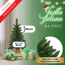 Choinka na pniu 100 cm premium sztuczna jodła zielona mini