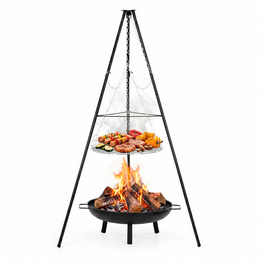 Grill ogniskowy, wiszący na stojaku z regulacją wysokości, palenisko, ruszt 50 cm