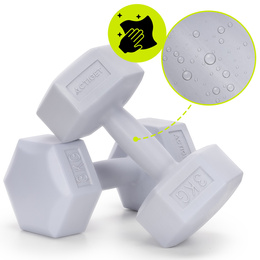 Ciężarki 2x3 kg hexagonalne do ćwiczeń fitness hantle zestaw 2 szt. szare