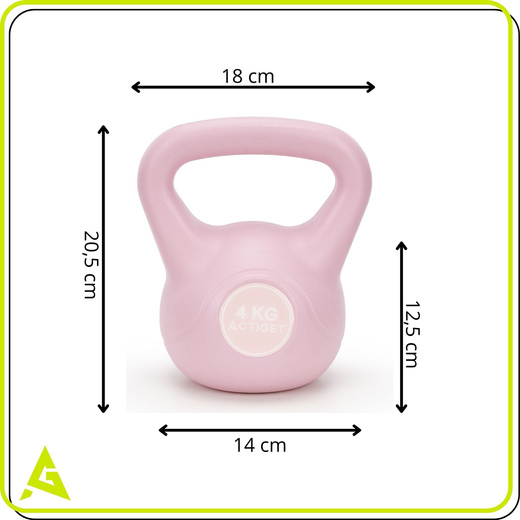 Kettlebell 4 kg odważnik, hantla do ćwiczeń ABS kula do treningu siłowego, różowa