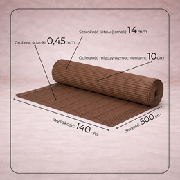 Osłona PVC maskująca 500x140 cm, profile zestaw na balkon, taras, ogrodzenie brązowe