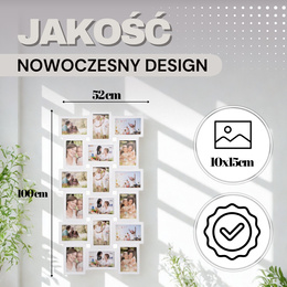 Ramka na zdjęcia 18 zdjęć multiramka 10x15 biała