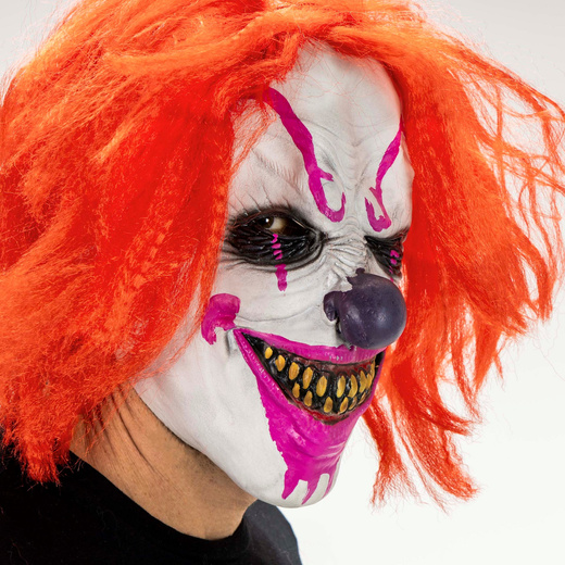 Maska na Halloween krwawy klaun z włosami zabójczy claun horror cosplay