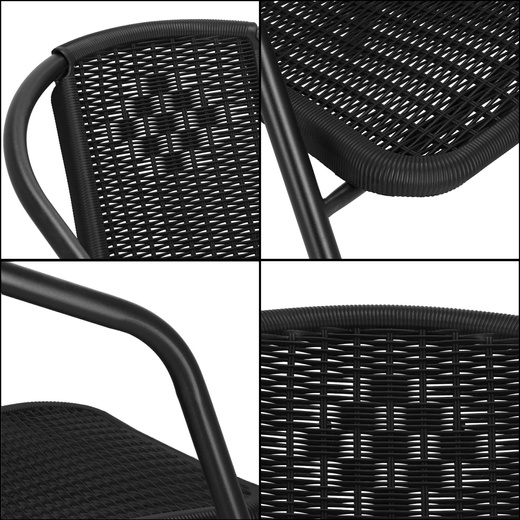 Krzesła ogrodowe 4 szt. metalowe na taras czarne zestaw