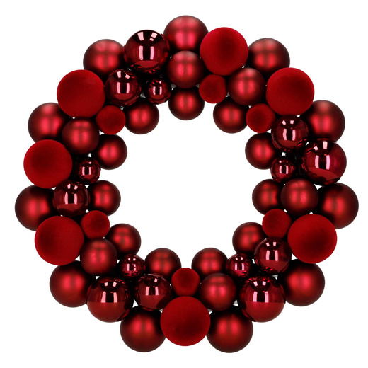 Wieniec świąteczny z bombek, wianek na drzwi 34 cm, stroik czerwony