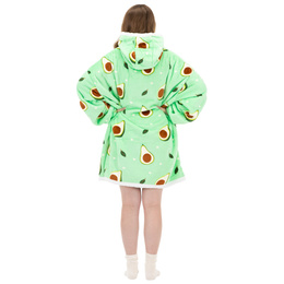 Kocobluza damska oversize koc bluza 2w1 z kapturem ciepła szlafrok futrzak zielony