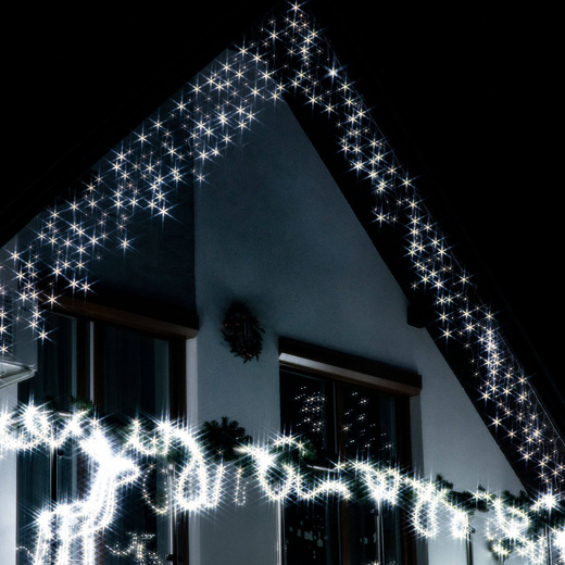 Kurtyna świetlna z pilotem 500 led girlanda, lampki wewnętrzno-zewnętrzne sople zimny biały