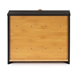 Chlebak zamykany, dwupoziomowy, szafka na pieczywo, bambusowy, czarny