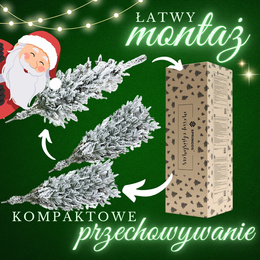 Choinka sztuczna 220 cm świerk premium ośnieżony jak żywy, nowoczesny, ze stojakiem