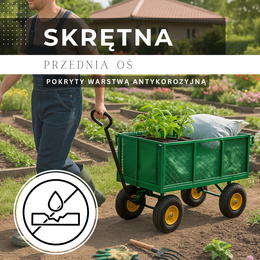 Wózek ogrodowy transportowy metalowy 400 kg zielony