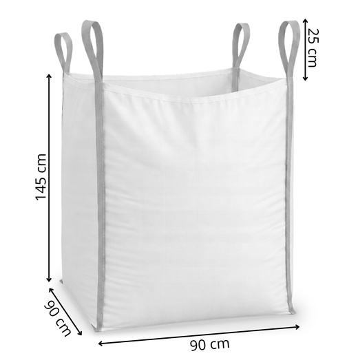 Big Bag worek 1000 kg mocny na gruz 145x90x90 cm kontener z uchwytami biały
