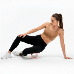 Wałek do masażu, średnio twardy, roller z wypustkami, różowy