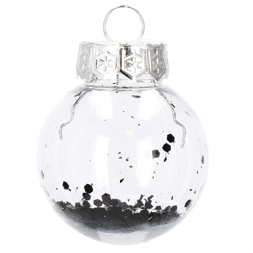 Bombki choinkowe przeźroczyste 24 szt. czarny 5cm zestaw choinkowy