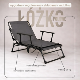 Leżak ogrodowy 2w1 fotel rozkładany łóżko polowe z poduszką i zagłówkiem turystyczny