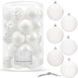 Bombki choinkowe 30 szt. biały 8cm zestaw choinkowy