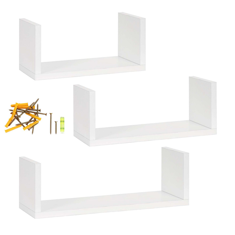 Półki ścienne 3 szt. na przyprawy, książki półki wiszące nowoczesne białe