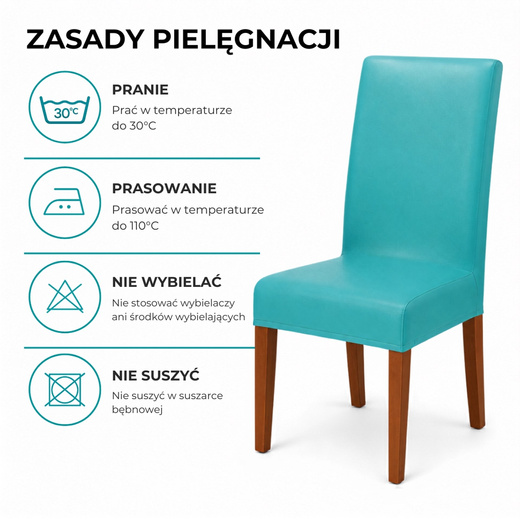 Elastyczny pokrowiec na krzesło turkusowy 38–52 cm, poliester ze spandexem, 1 szt.