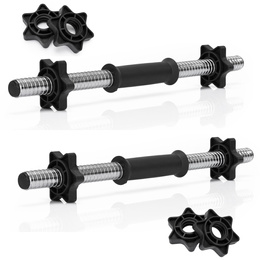 Gryf krótki 45 cm do hantli z zaciskami zestaw 2 szt. gwintowane 25 mm stal chromowana