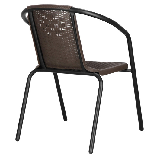 Meble ogrodowe metalowe zestaw stół 140x80 cm i 4 krzesła na taras balkon czarno-brązowe