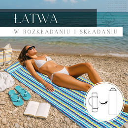 Mata plażowa z poduszką 180x60 cm karimata piankowa, kolorowe pasy