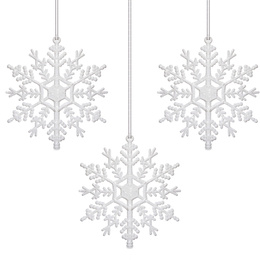 Zawieszki choinkowe 12 szt. śnieżynki na choinkę 12 cm białe brokatowe