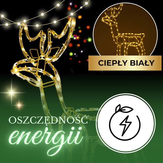 Renifer świąteczny 144 LED świetlna dekoracja ozdoba do ogrodu biały ciepły