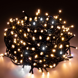 Lampki choinkowe 300 led biały ciepły, flash biały zimny 25,5 m oświetlenie świąteczne IP44