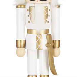 Dziadek do orzechów 30 cm z mieczem drewniany żołnierzyk złoty, figurka świąteczna