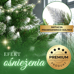 Choinka na pniu 140 cm sztuczna sosna diamentowa ośnieżona premium ze stojakiem i jutą