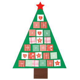 Kalendarz adwentowy, świąteczny Choinka 102 cm dekoracja na ścianę, multikolor