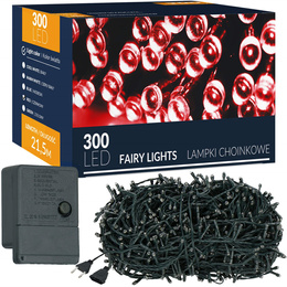 Lampki choinkowe 300 led czerwony 21,5 m oświetlenie świąteczne