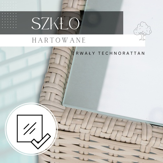 Meble ogrodowe zestaw modułowy technorattan stolik kawowy i 6 modułów beżowy