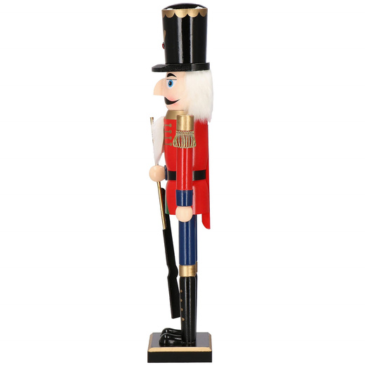 Dziadek do orzechów 60 cm z karabinem, drewniany żołnierzyk czerwony, figurka świąteczna