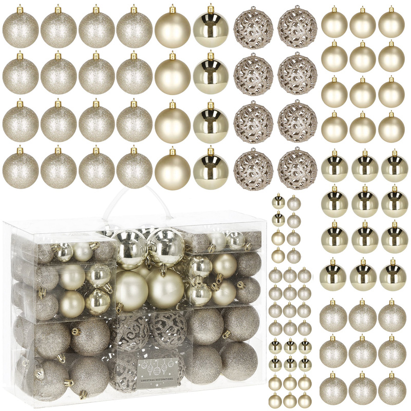 Bombki choinkowe 100 szt. ozdoby świąteczne zestaw złote