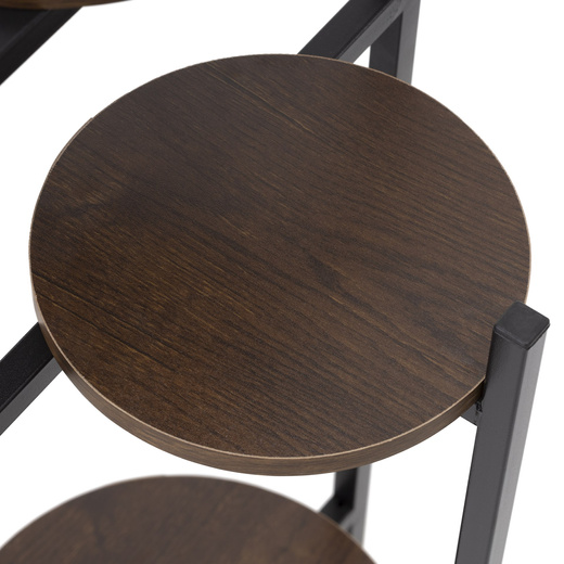 Kwietnik metalowy 81 cm stojak na kwiaty z 3 półkami loft nowoczesny czarno-brązowy