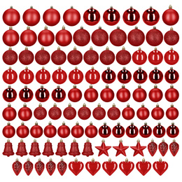 Bombki choinkowe 100 szt. zestaw dekoracji świątecznych nietłukące, czerwone