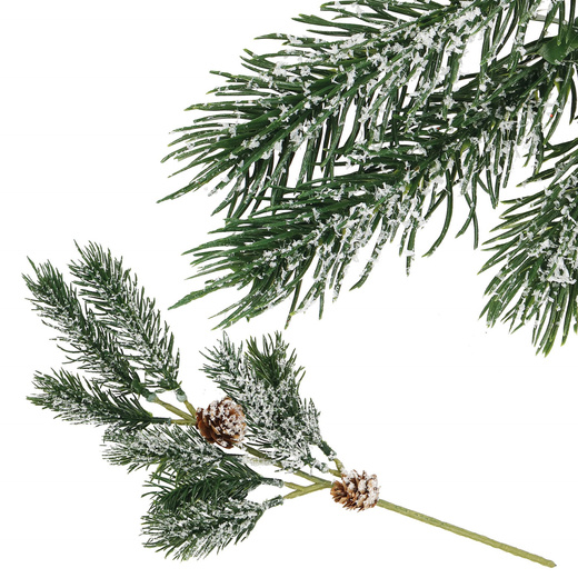 Gałązka świąteczna sztuczna ośnieżona dekoracja z szyszkami do stroika 34 cm