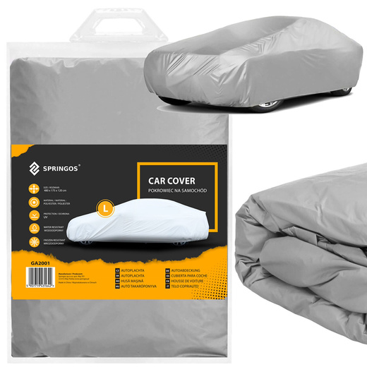 Pokrowiec na samochód 480x175x120cm wodoodporna plandeka na auto szara 