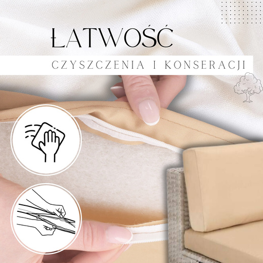 Meble ogrodowe zestaw modułowy technorattan stolik kawowy i 6 modułów beżowy