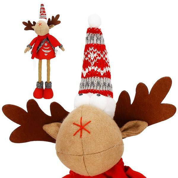 Świąteczny renifer 49-65 cm figurka z teleskopowymi nóżkami ozdoba na święta