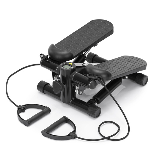 Stepper prosty do ćwiczeń z linkami i licznikiem, trening cardio, fitness czarny