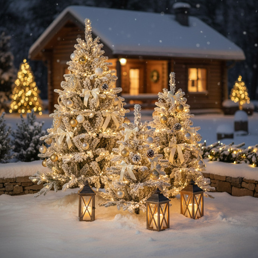 Choinka sztuczna 120 cm świerk kaukaski ośnieżony jak żywy, nowoczesny, ze stojakiem