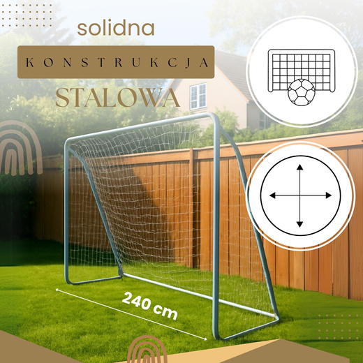 Bramka piłkarska stalowa 240x170 cm z matą treningowa