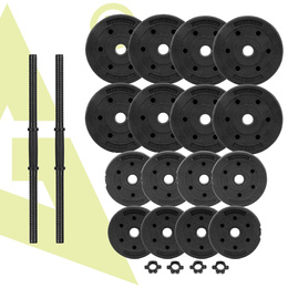 Hantle regulowane zestaw 2x 15 kg obciążeń gryf do treningu siłowego 30 kg talerze zaciski